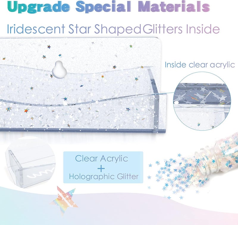 YMVV 15" Nail Polish Rack Wall Mounted Shelf with Iridescent Star Shaped Glitters Sequin Inside,Clear Acrylic Nail Polish Organizer for Nail Techs,Great Display for Salons Retailers（6 Pack） - Image 3